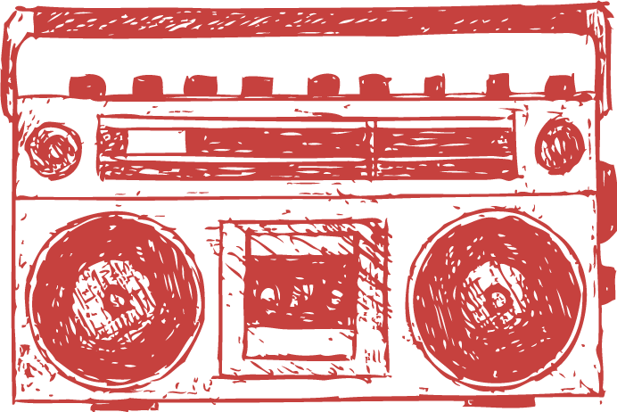 Illustration of a boombox.
